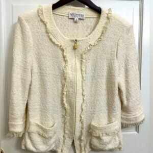 St John Boucle Tweed Zip Up Jacket